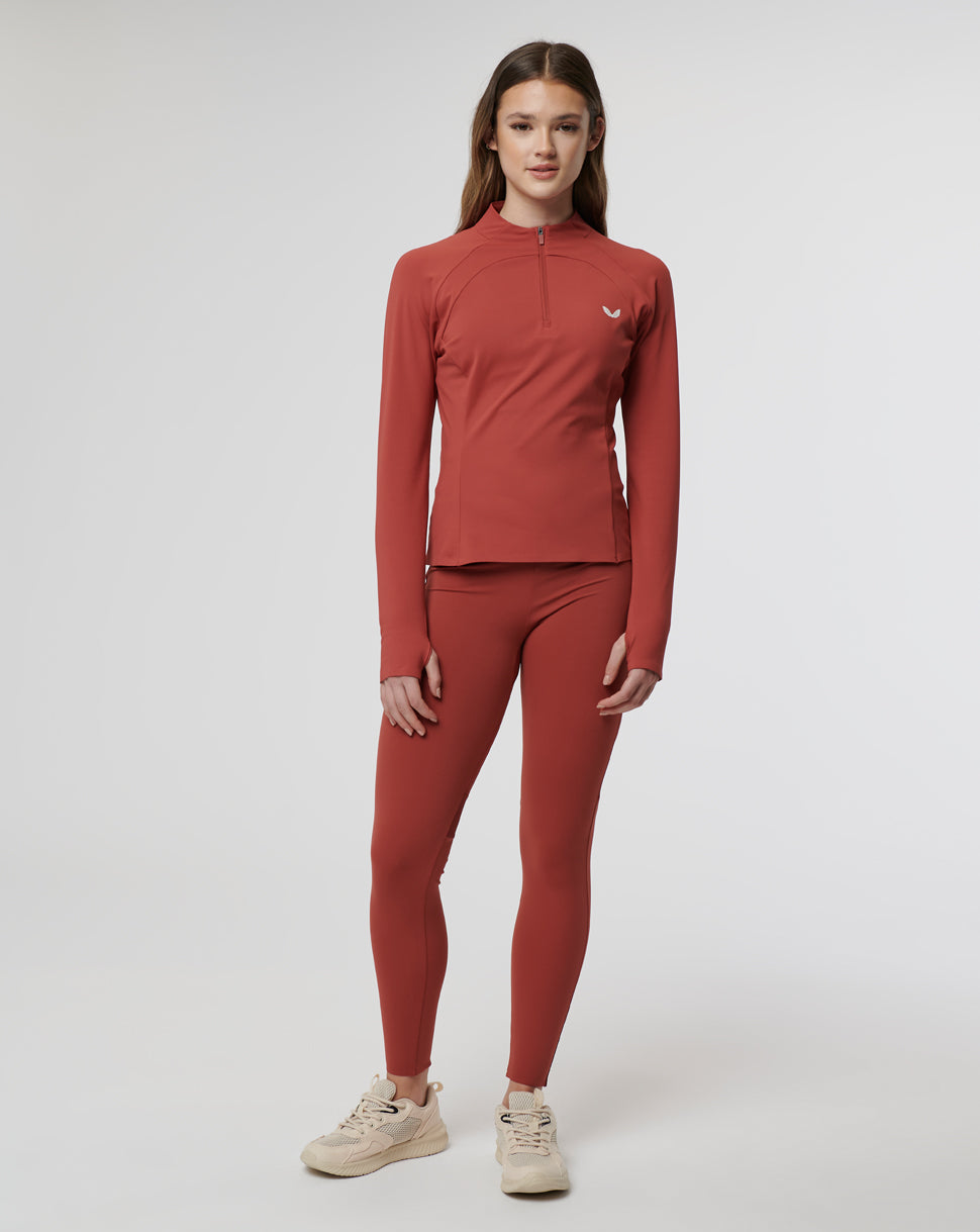 Womens Branded Technical Plain 1/4 Zip Long Sleeve Top