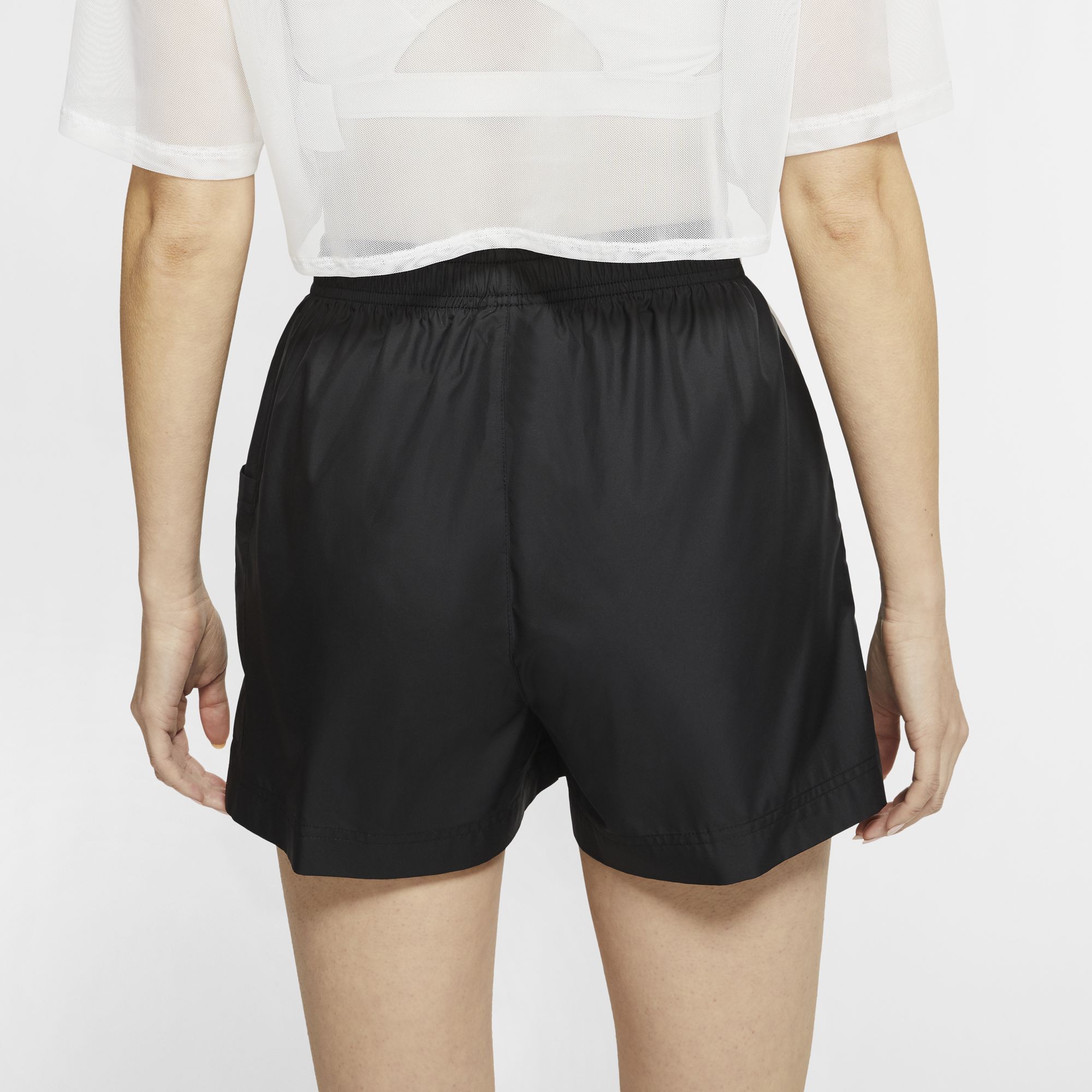 Womens High Rise Air Graphic Logo Woven Shorts