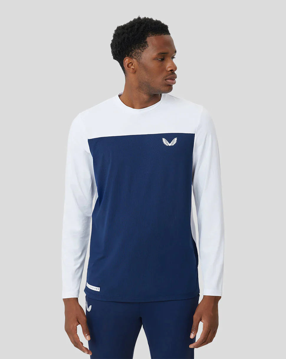 Mens Colour Block Performance Long Sleeve Shirt