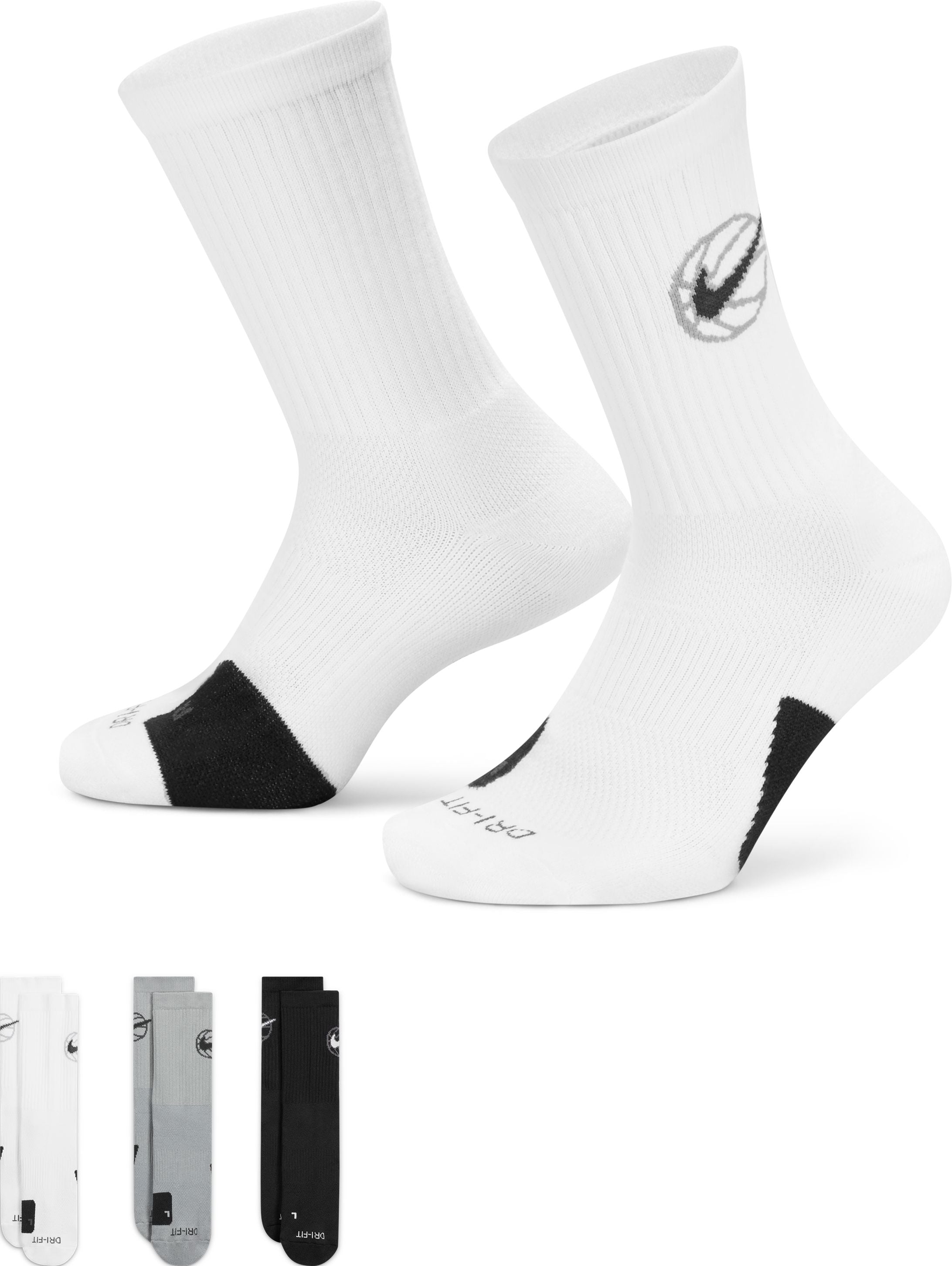 Mens Everyday Basketball Crew Socks - 3 Pack