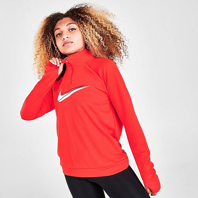 Womens Swoosh Run Half Zip Long Sleeve Top