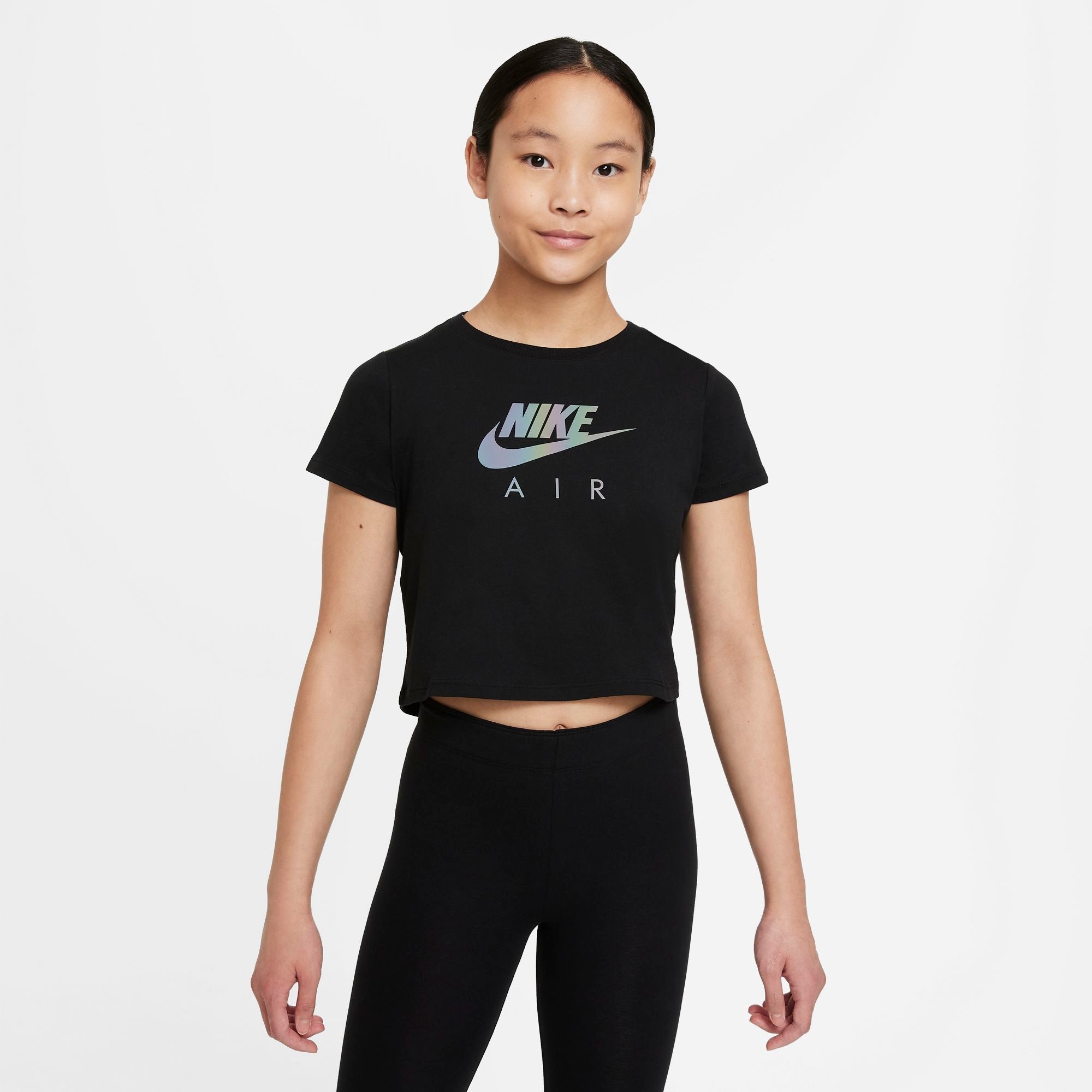 Girls Air Metallic Logo Crop Short Sleeve T-Shirt