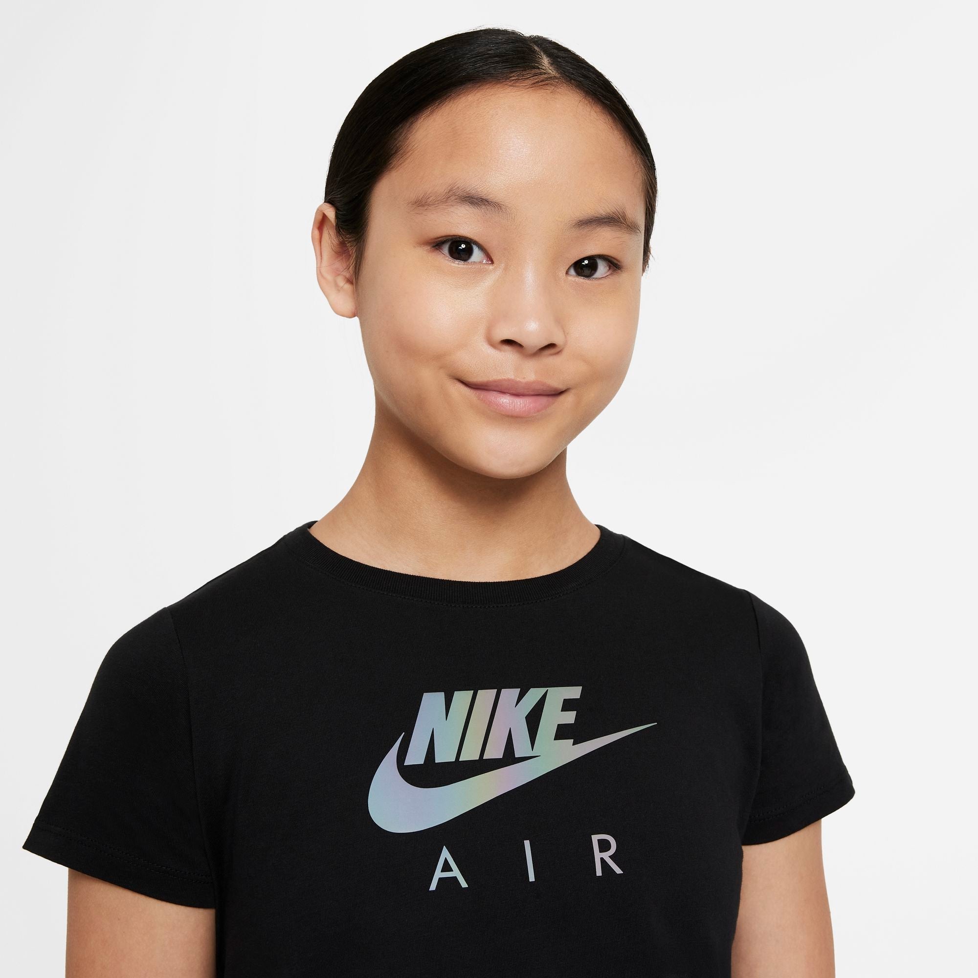 Girls Air Metallic Logo Crop Short Sleeve T-Shirt