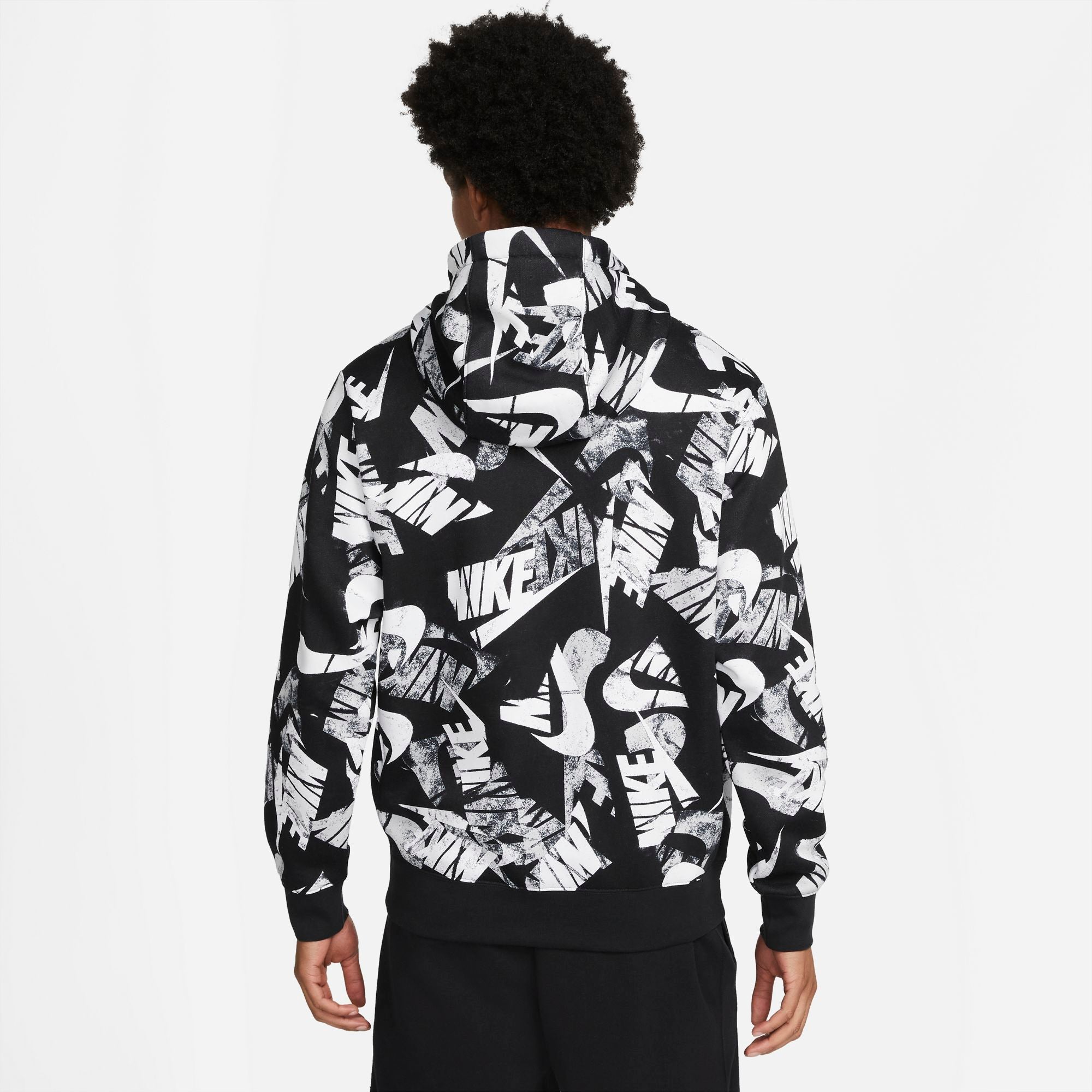 Mens Sportswear Brushed Fleece Printed Pullover Hoodie