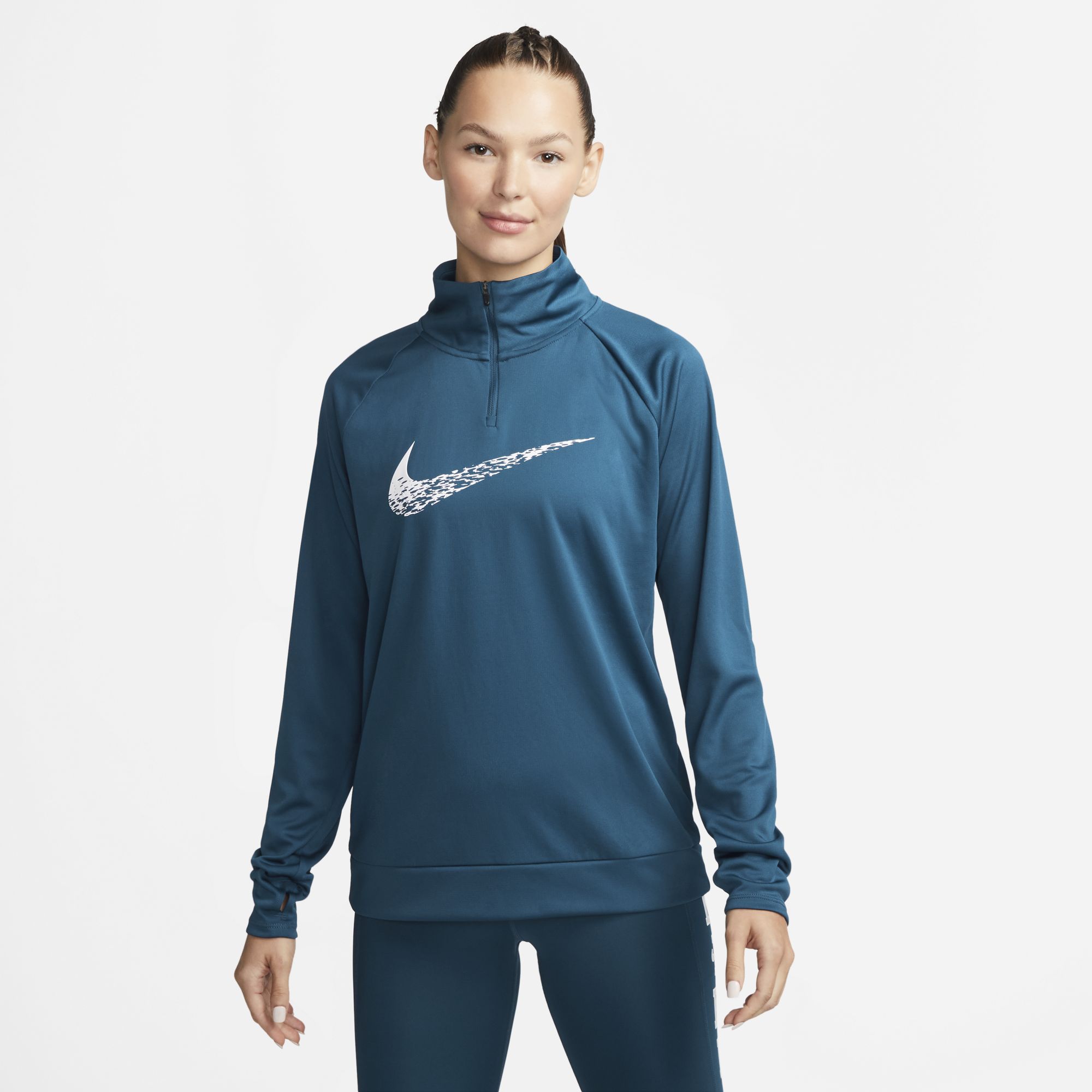 Womens Running Dri Fit Swoosh Half Zip Long Sleeve T-Shirt