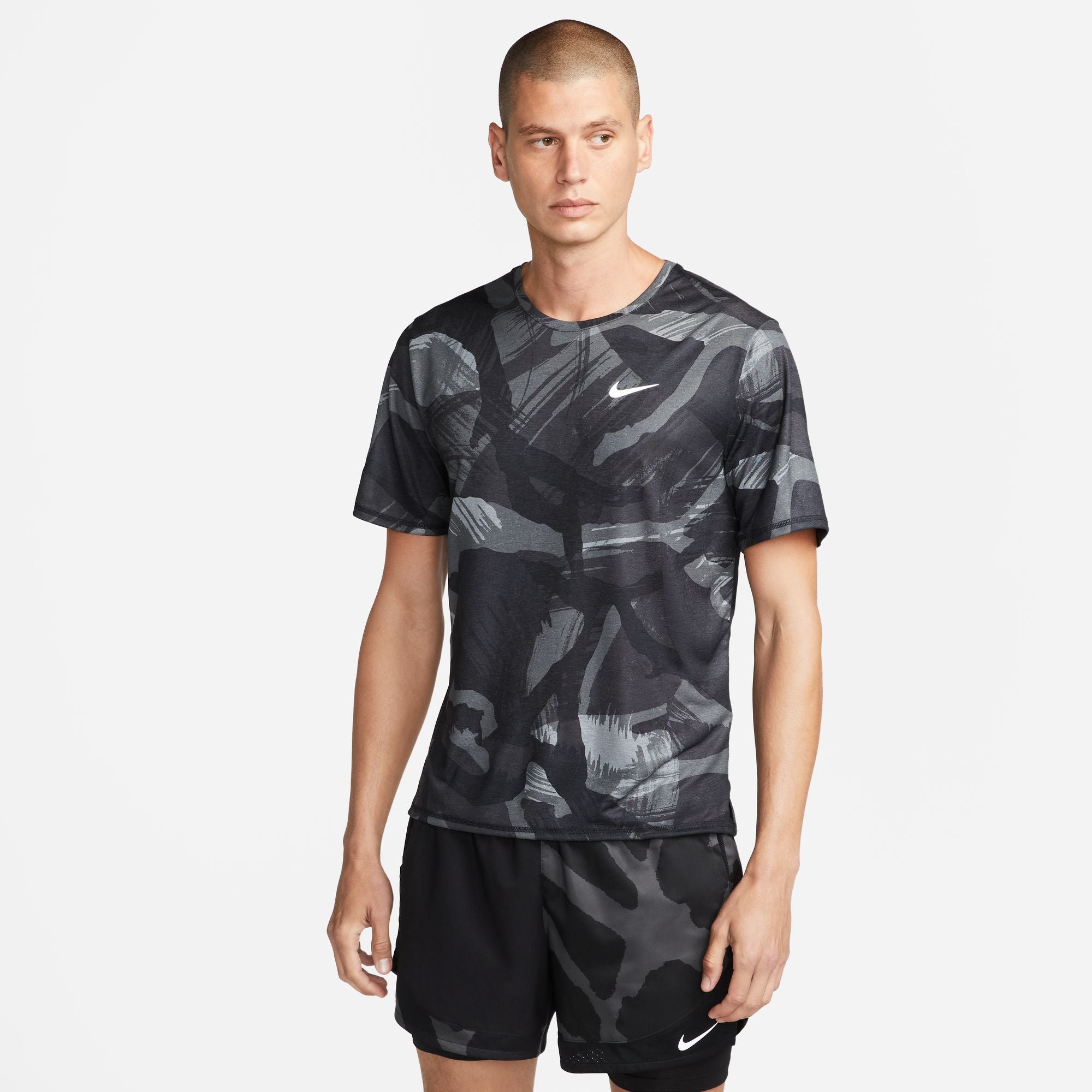 Mens Dri-Fit Miler Camo Short Sleeve T-Shirt