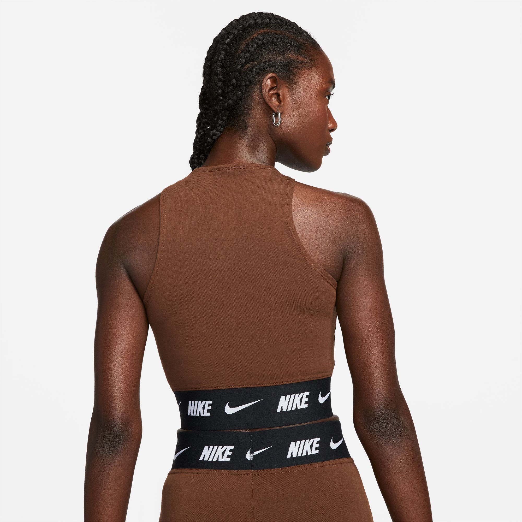 Womens Tape Logo Fitted Crop Tank