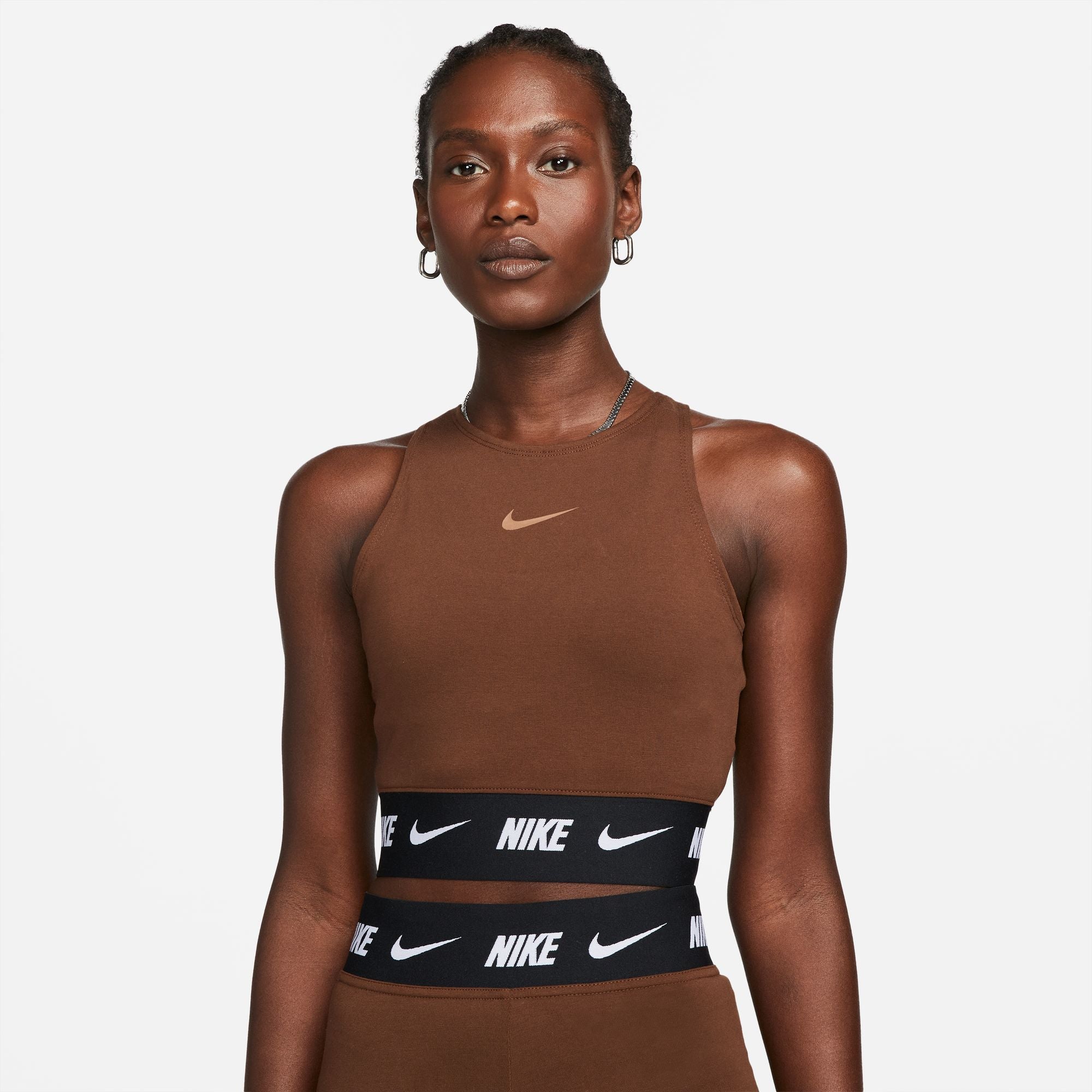 Womens Tape Logo Fitted Crop Tank