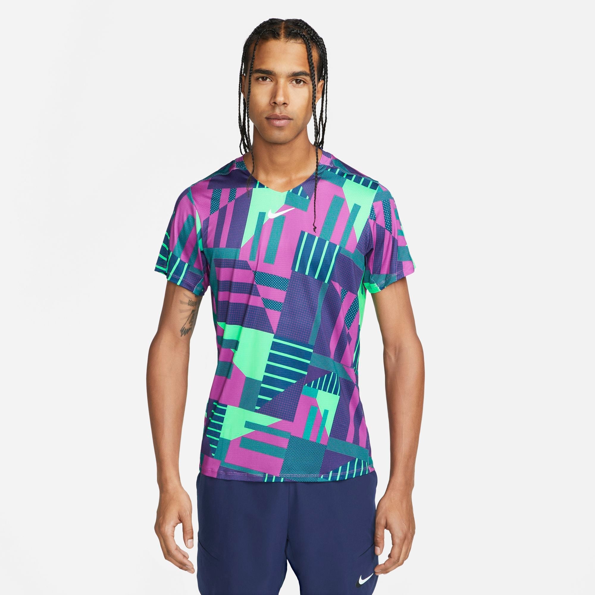 Mens Court Dri-FIT Advantage Print Tennis Short Sleeve T-Shirt