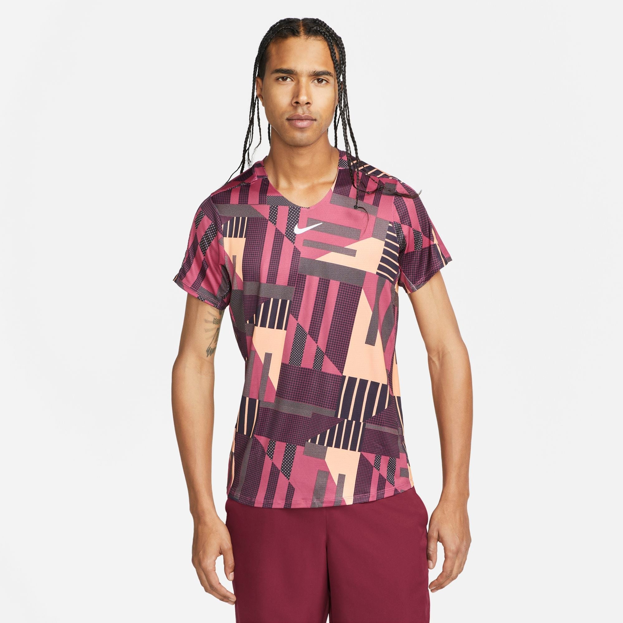 Mens Court Dri-FIT Advantage Print Tennis Short Sleeve T-Shirt