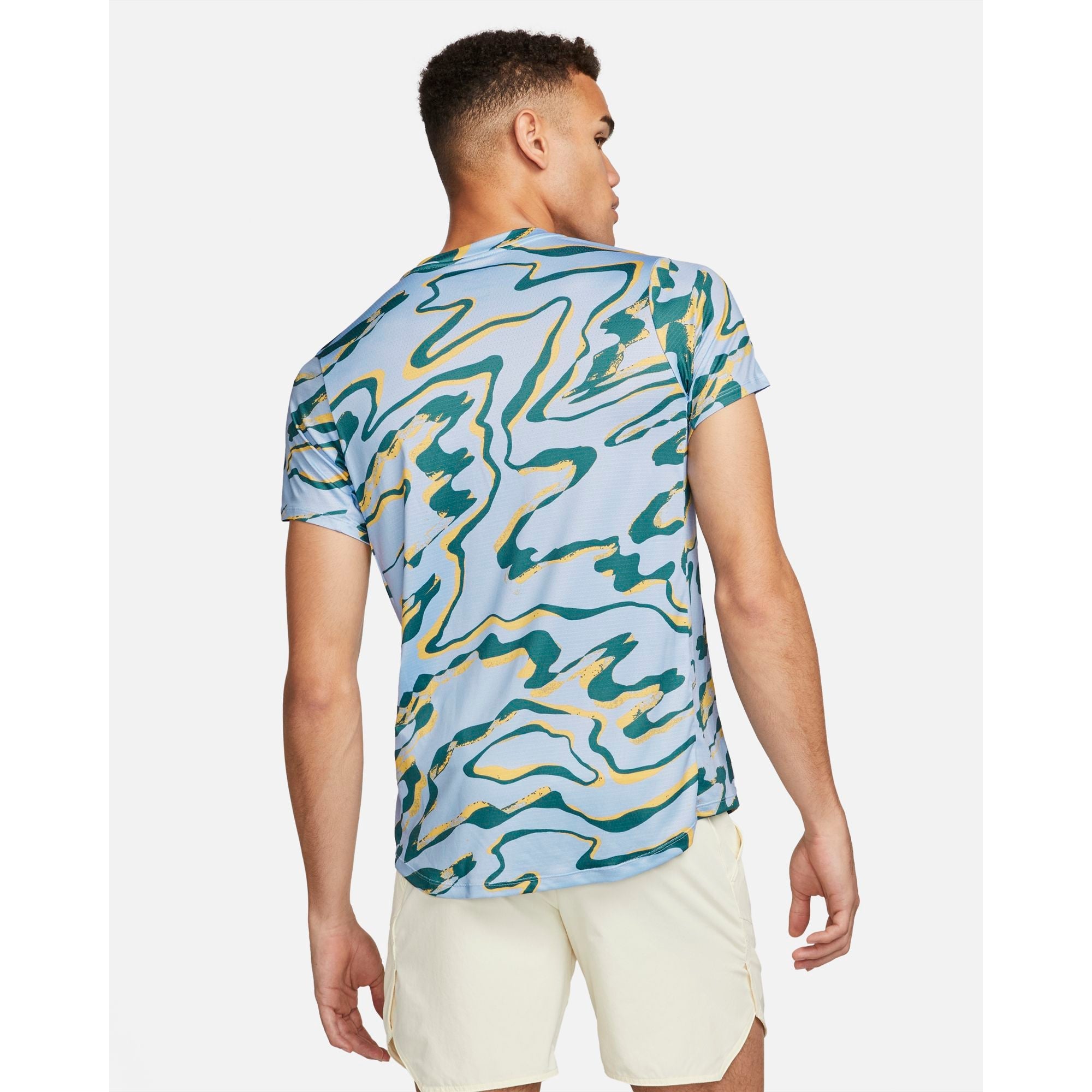 Mens Court Dri-Fit Advantage Print Tennis Short Sleeve Shirt