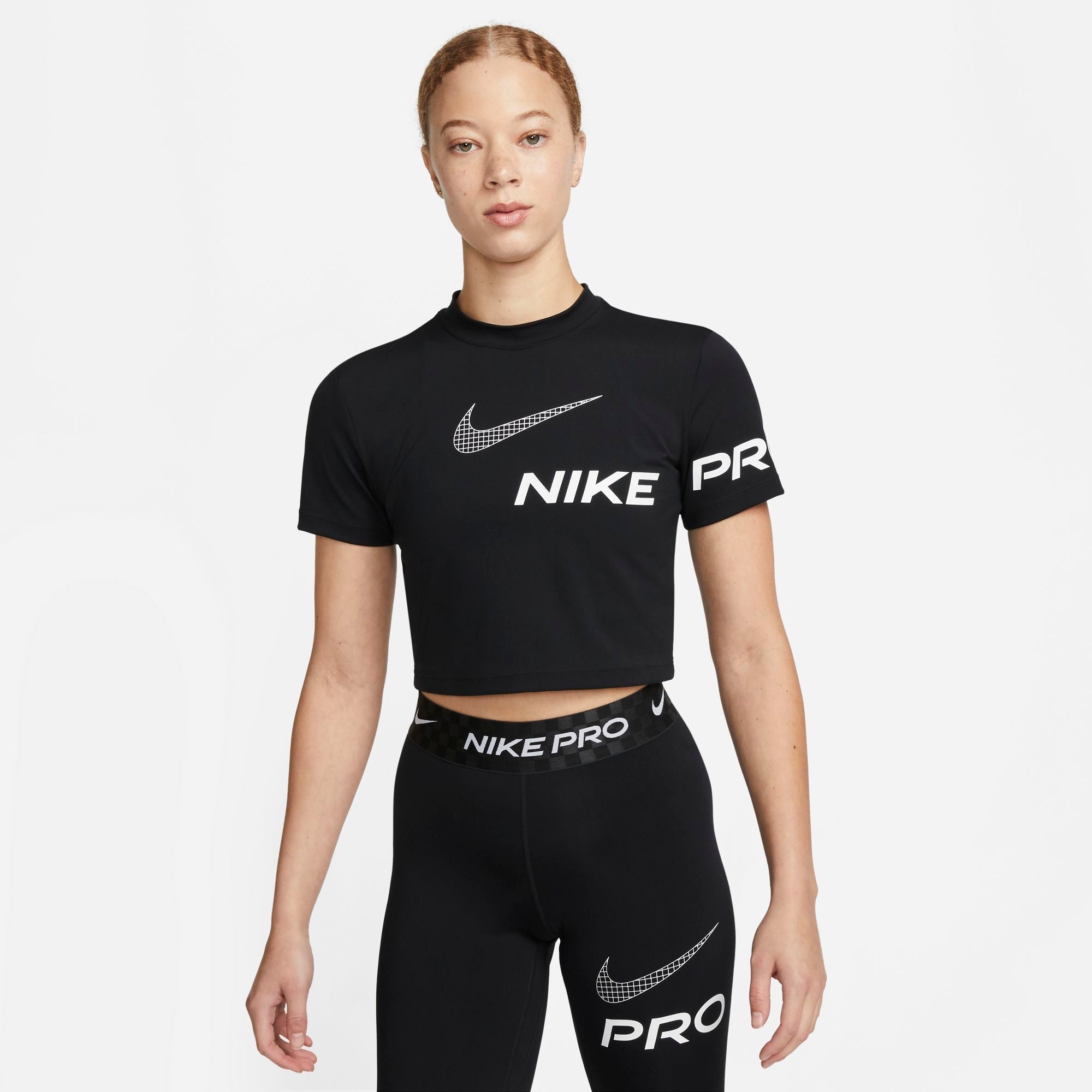 Womens Pro Graphic Logo Fitted Crop Short Sleeve T-Shirt