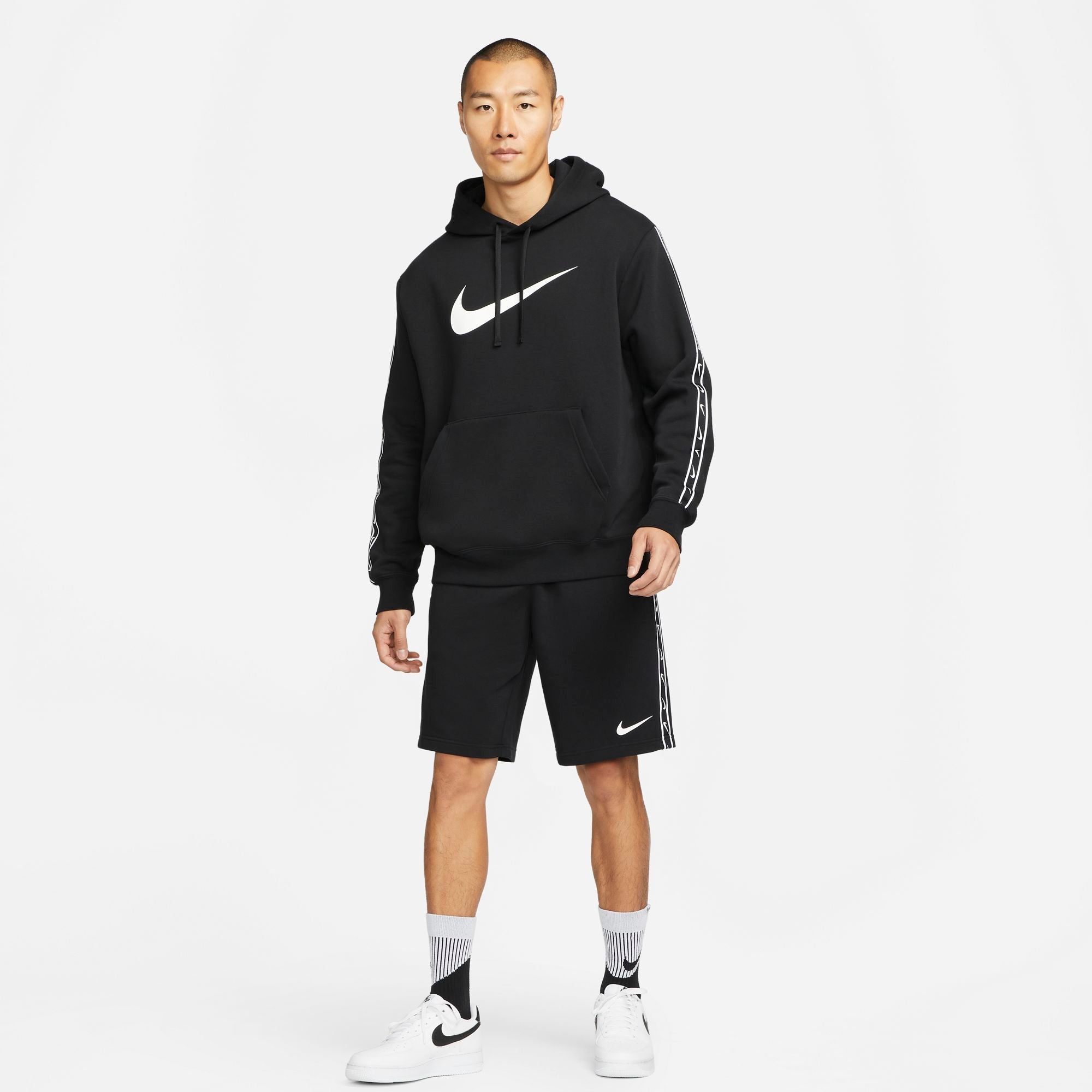 Mens Repeat Pack Fleece Logo Pullover Hoodie