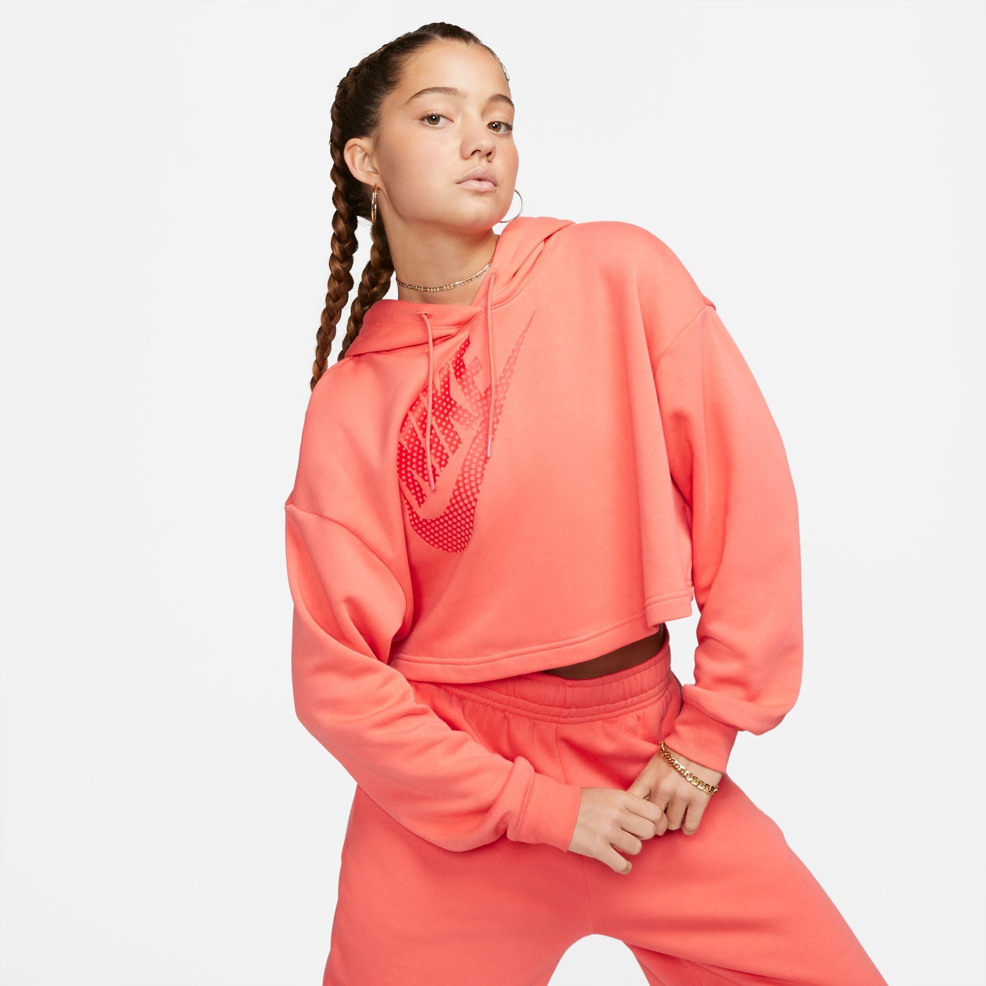 Womens Fleece Crop Pullover Hoodie