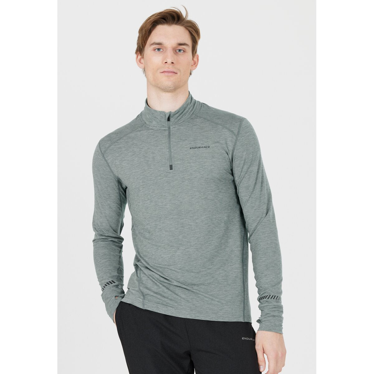 Mens Tune Melange 1/4 Zip Longsleeve Top