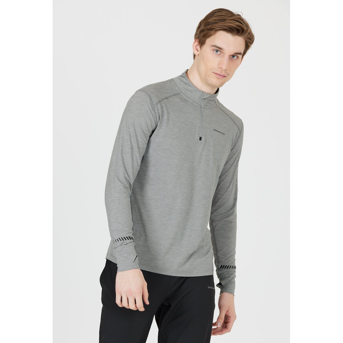 Mens Tune Melange 1/4 Zip Longsleeve Top