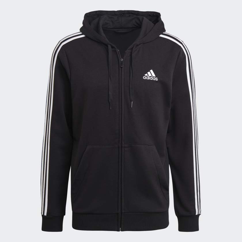 Mens 3 Stripes French Terry Full Zip Hooded  Jacket