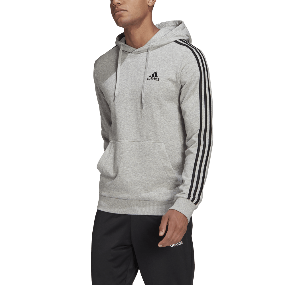Mens Essentials French Terry 3-Stripes Pullover Hoodie