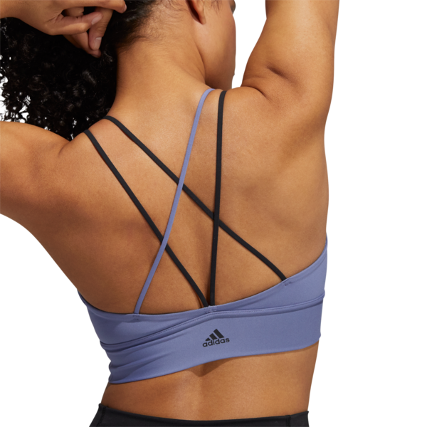 Womens 3 Bar Logo Strappy Light Impact Sports Bra