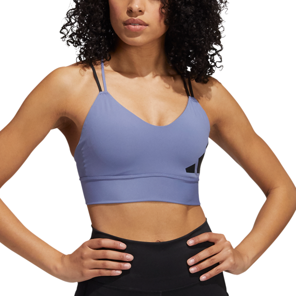 Womens 3 Bar Logo Strappy Light Impact Sports Bra