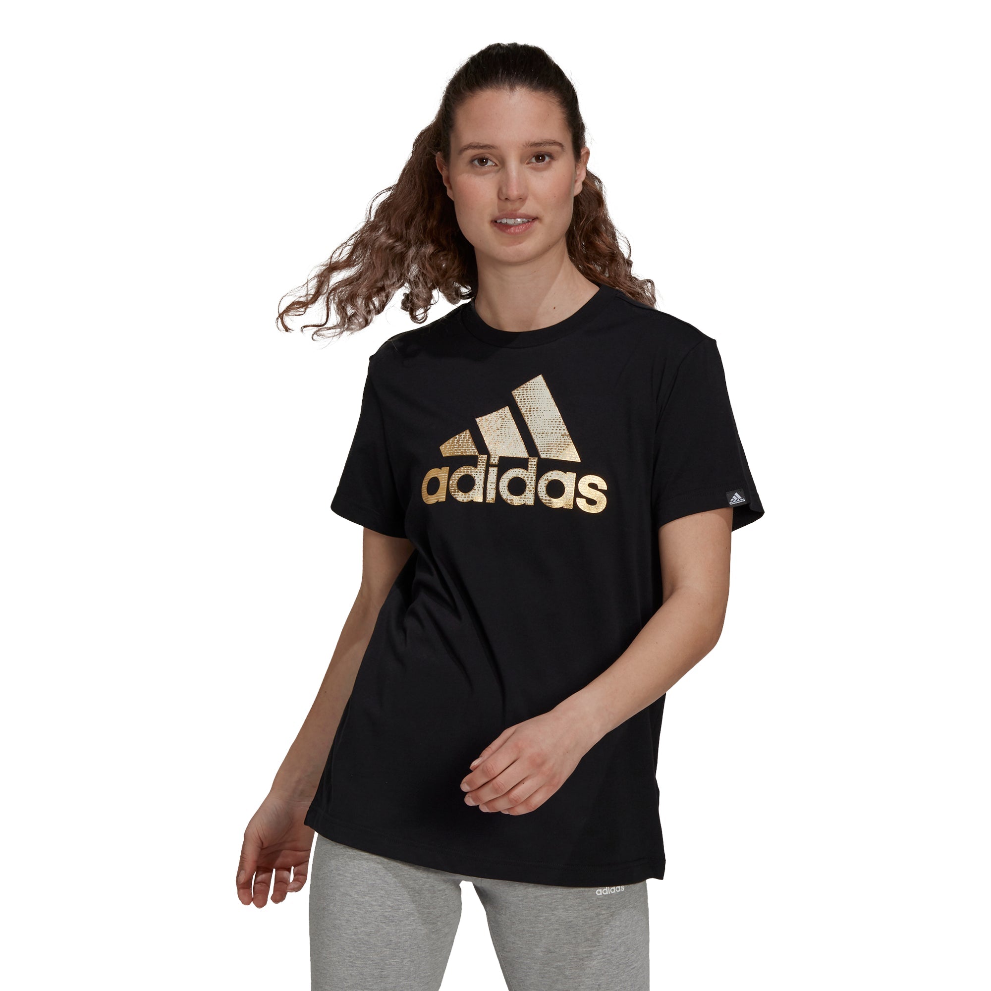 Womens Metallic Logo Short Sleeve T-Shirt