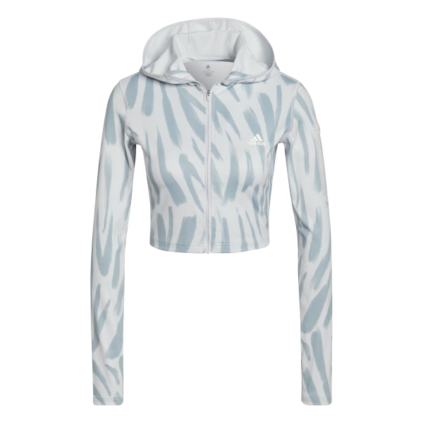 Womens Running All Over Print Full Zip Crop Jacket