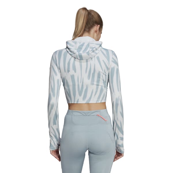 Womens Running All Over Print Full Zip Crop Jacket