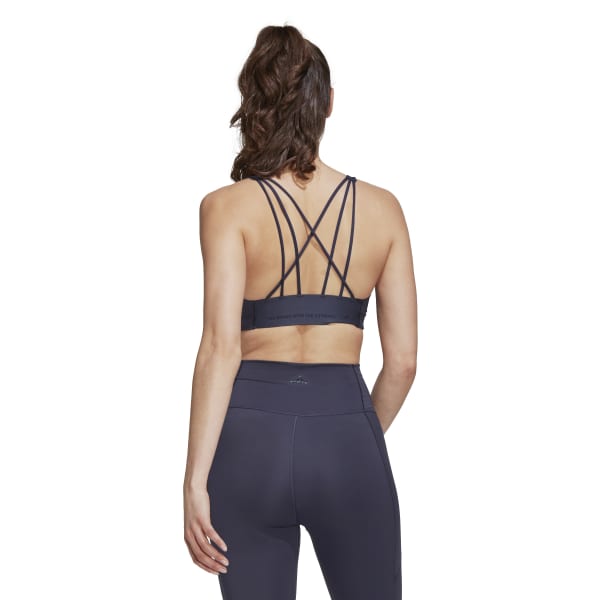 Womens Plain Strappy Medium Impact Sports Bra