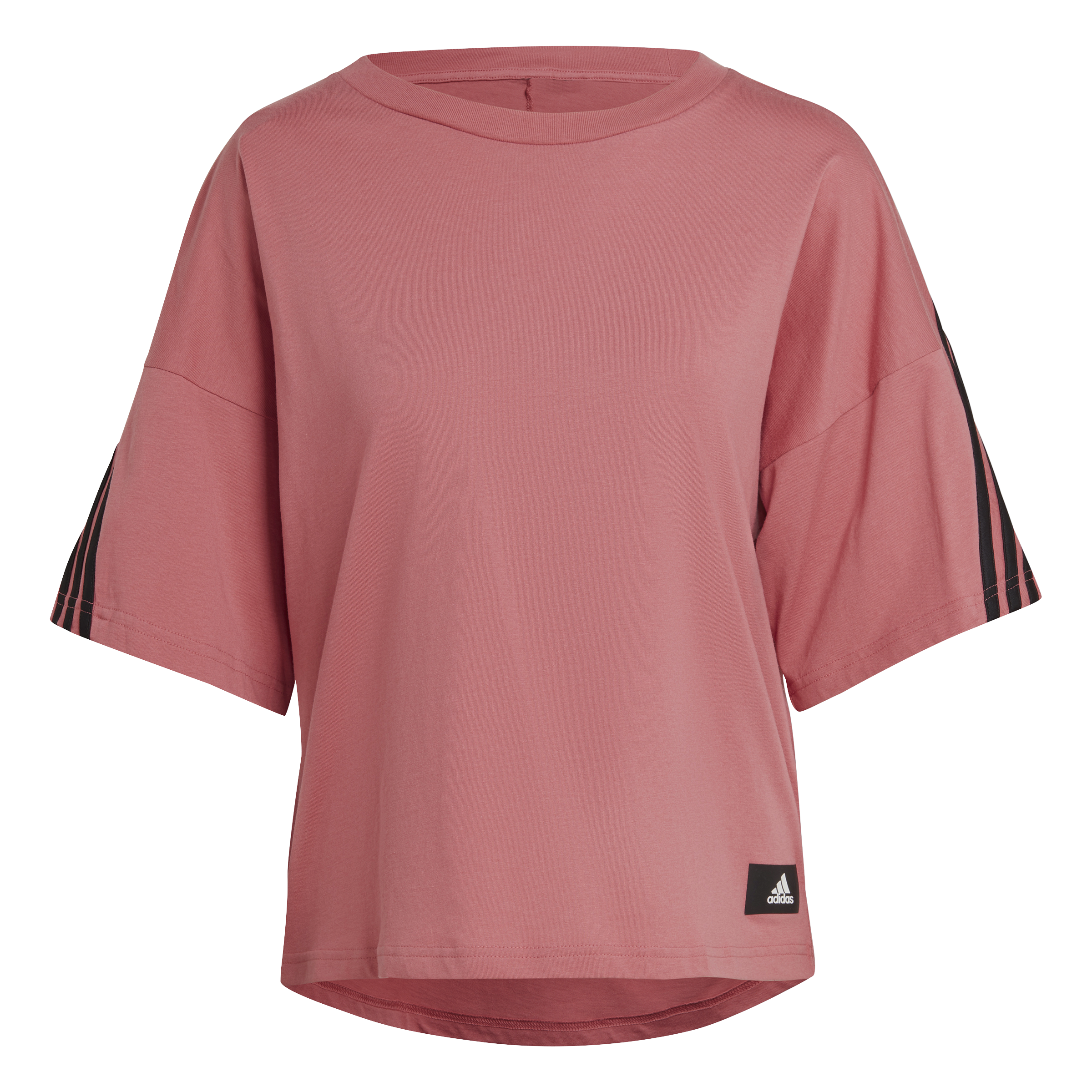 Womens 3 Stripes Oversized Crop Short Sleeve T-Shirt