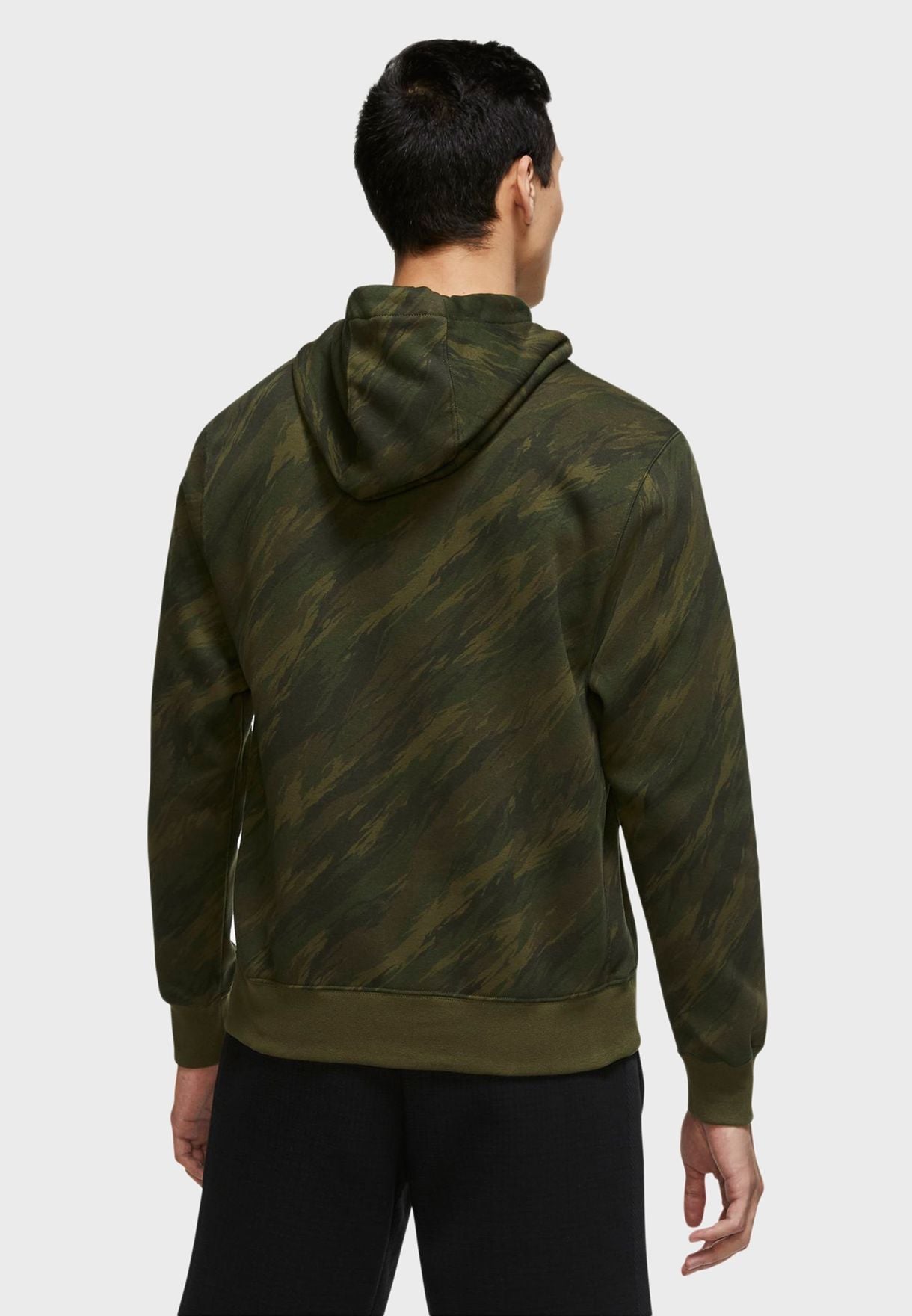 Mens Sportswear Printed Brushed Fleece Pullover Hoodie