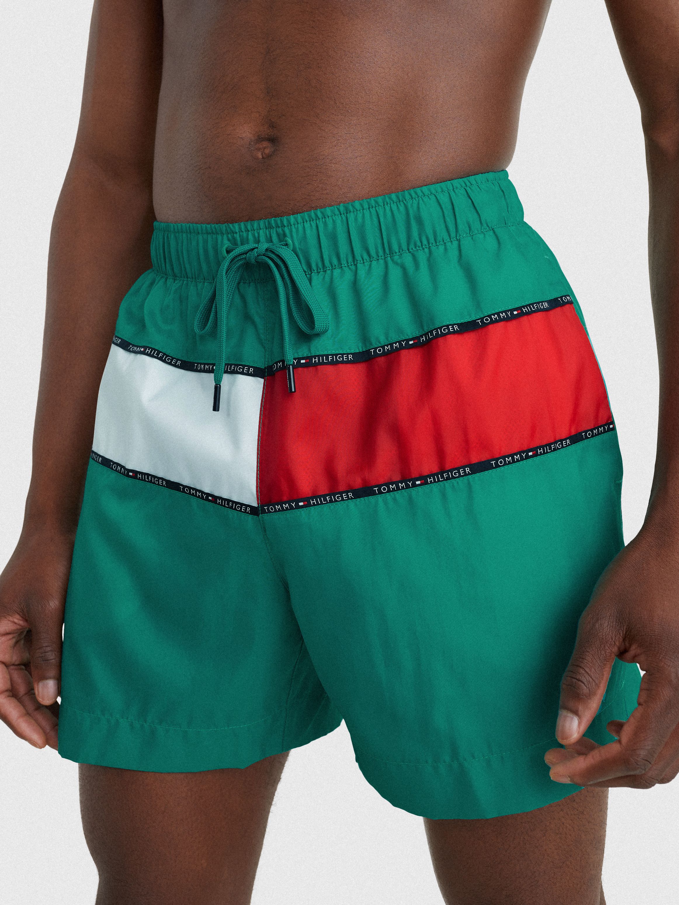 Mens Colour-Blocked Mid Length Swim Shorts