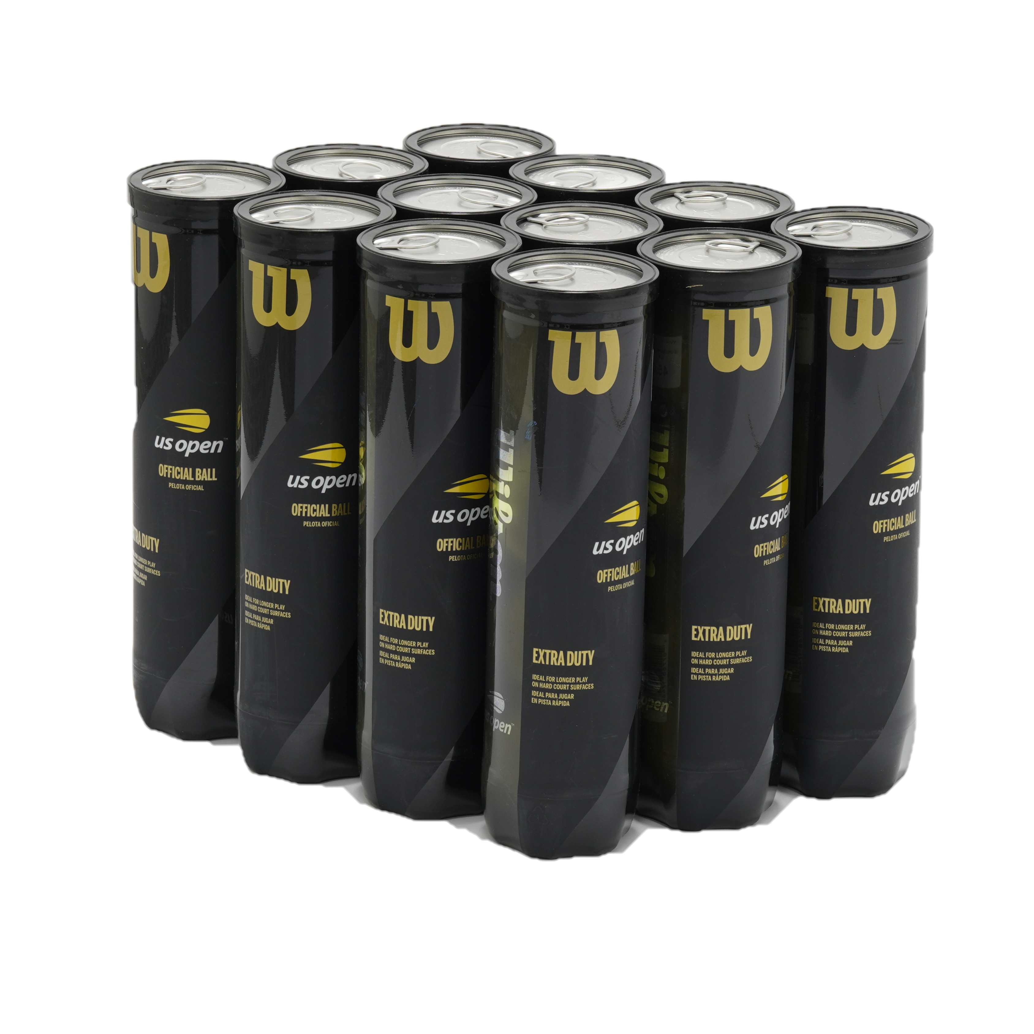 12 x 4 Ball Can US Open Extra Duty Tennis Ball