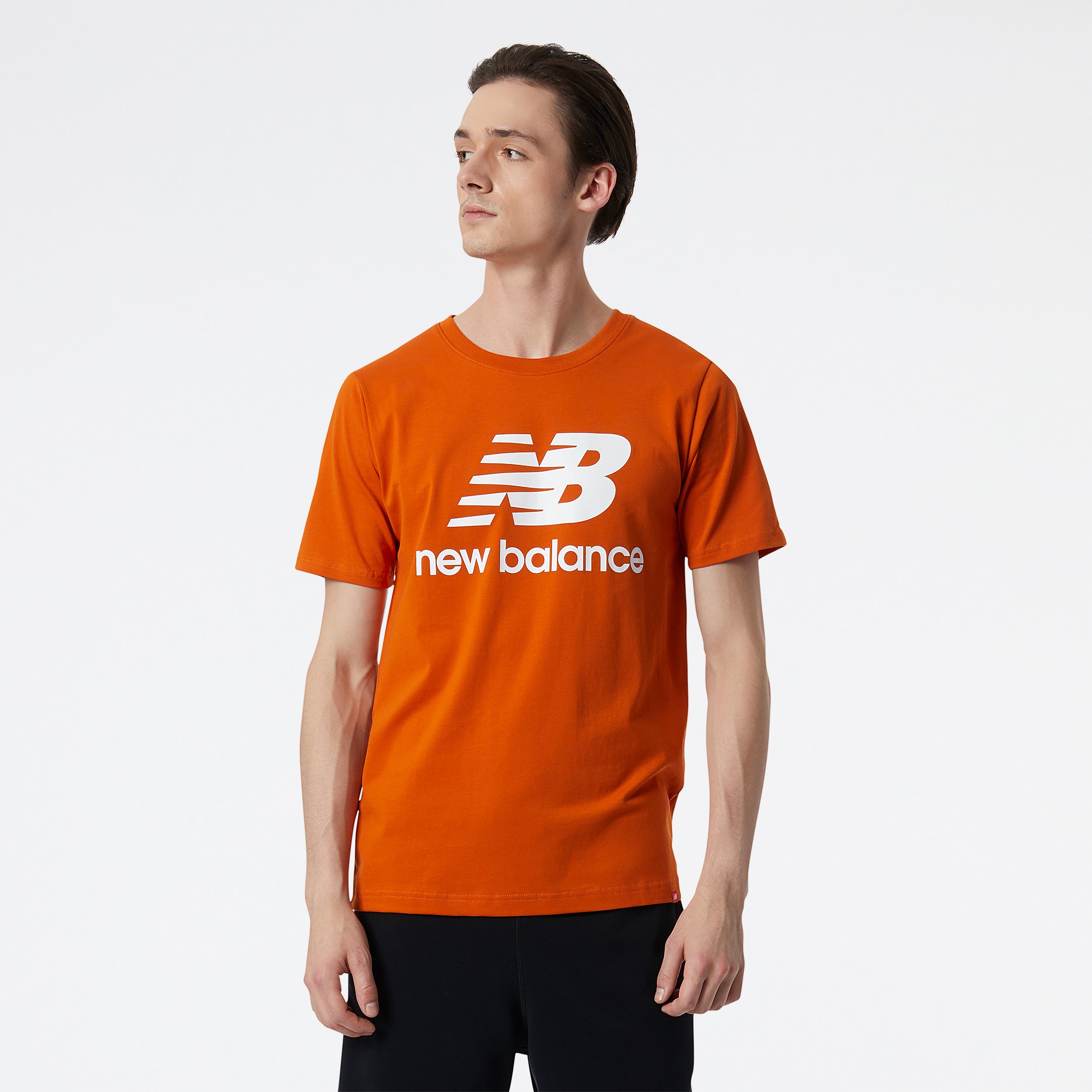Mens Essentials Stacked Logo Short Sleeve T-Shirt
