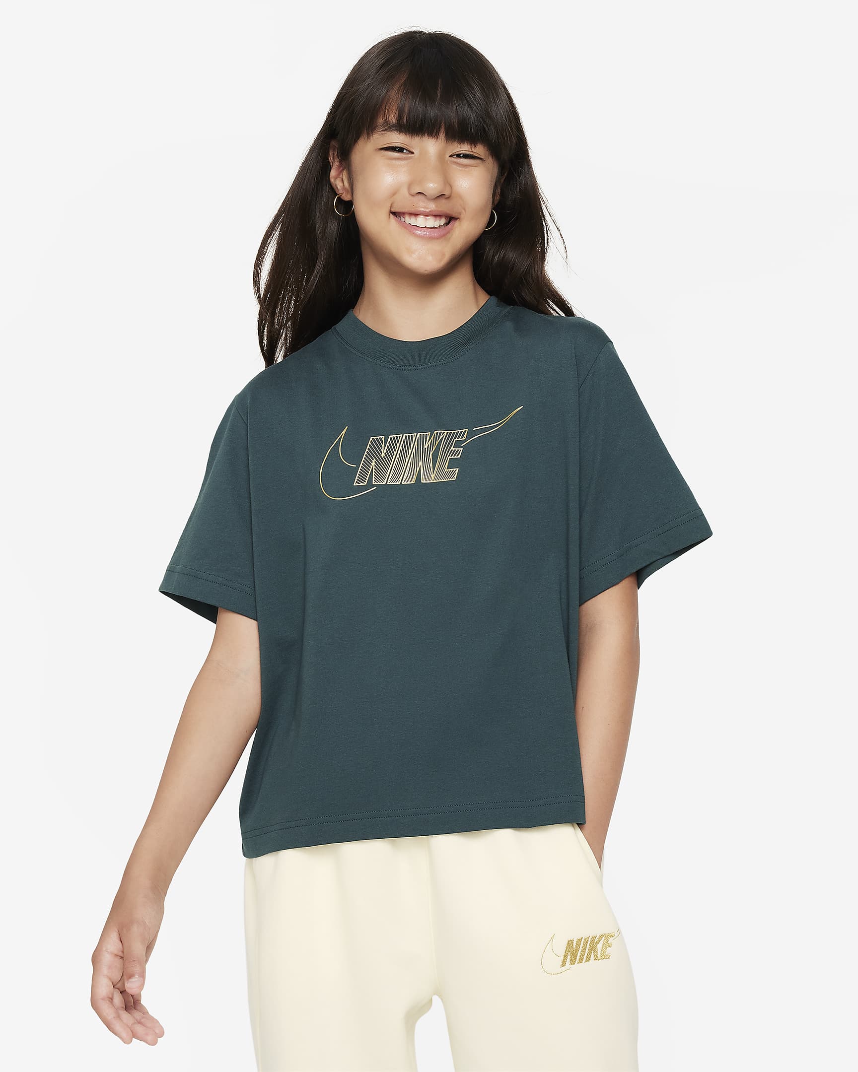 Girls Metallic Boxy Short Sleeve T-Shirt